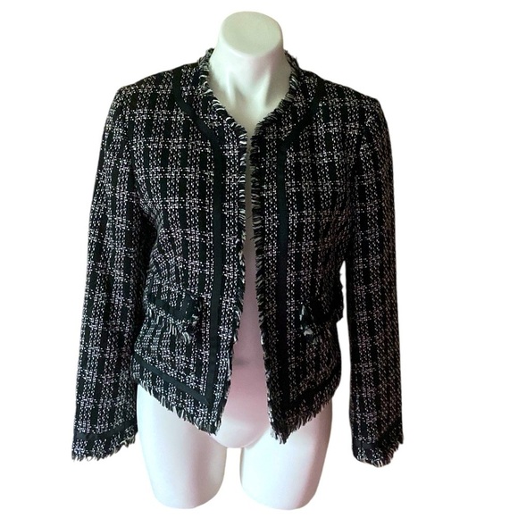 John Paul Richard Uniform Black And White Open Front Career Tweed Jacket Church - Picture 1 of 6
